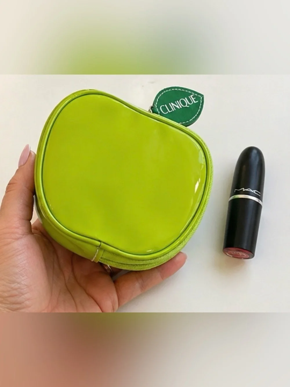 Clinique Apple Mini Cosmetic Bag Cute Travel Makeup Pouch
